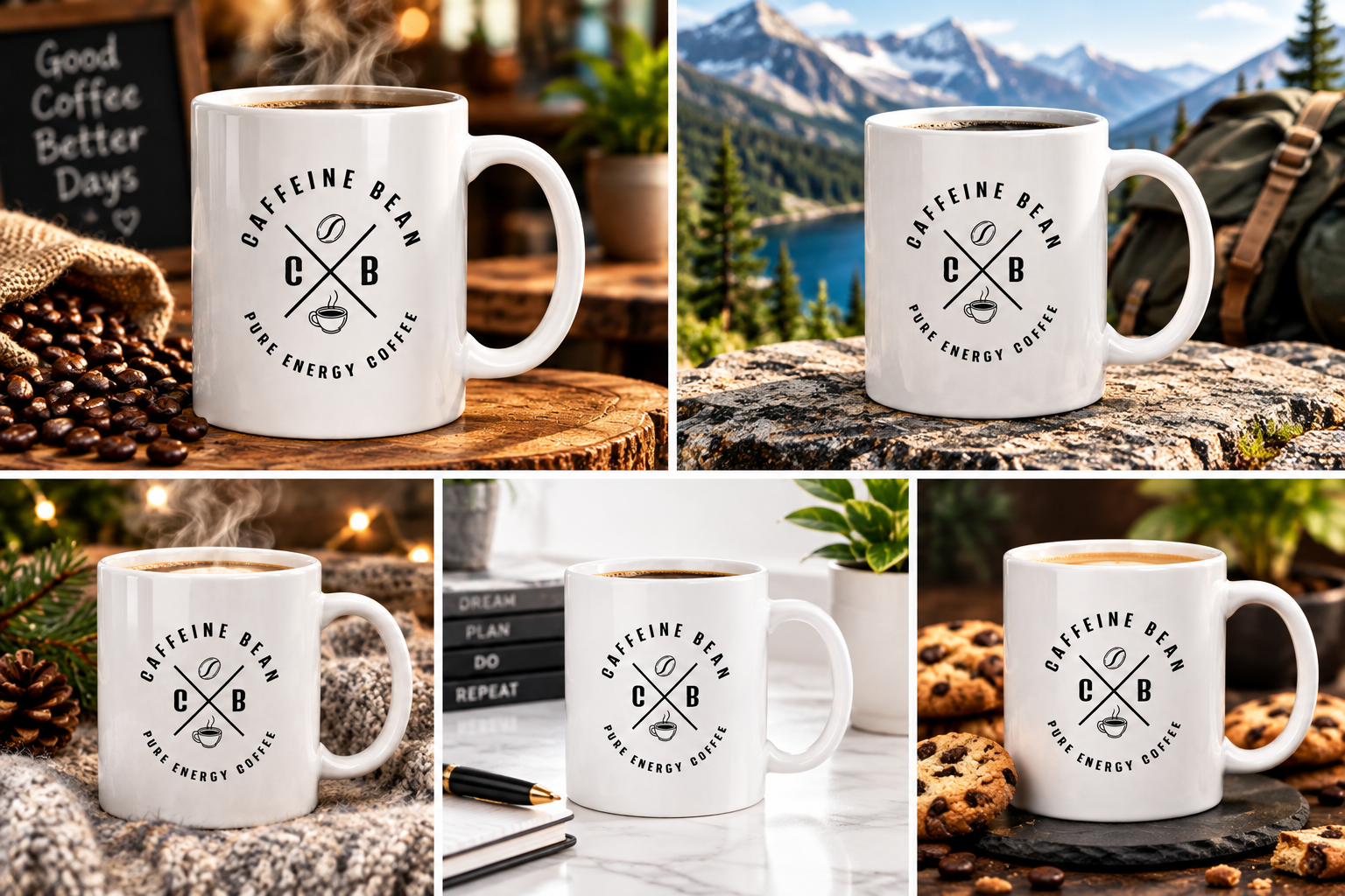 Caffeine Bean Coffee Mugs